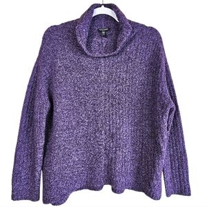 Eileen Fisher Heathered Purple Wool Cashmere Turtleneck Sweater